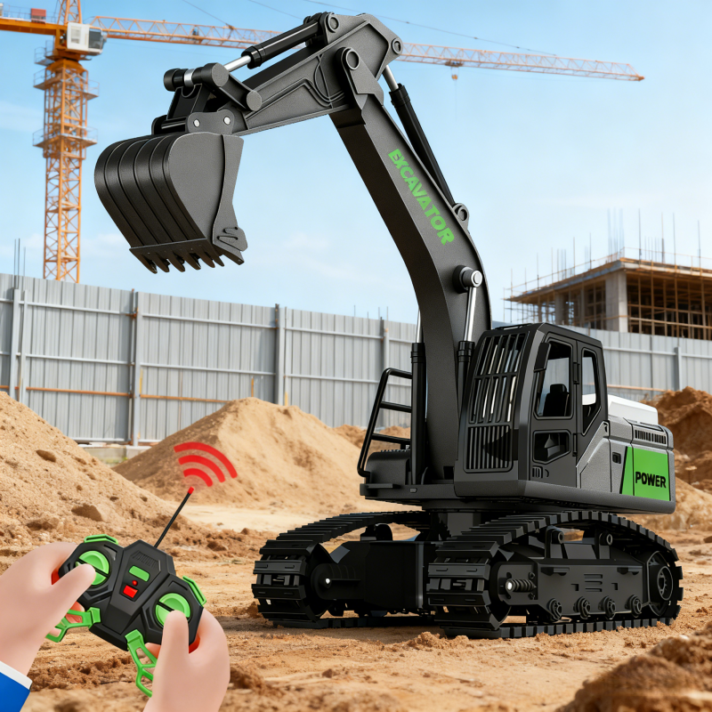 【新】新款电动遥控挖掘机玩具车男孩工程车生日礼物