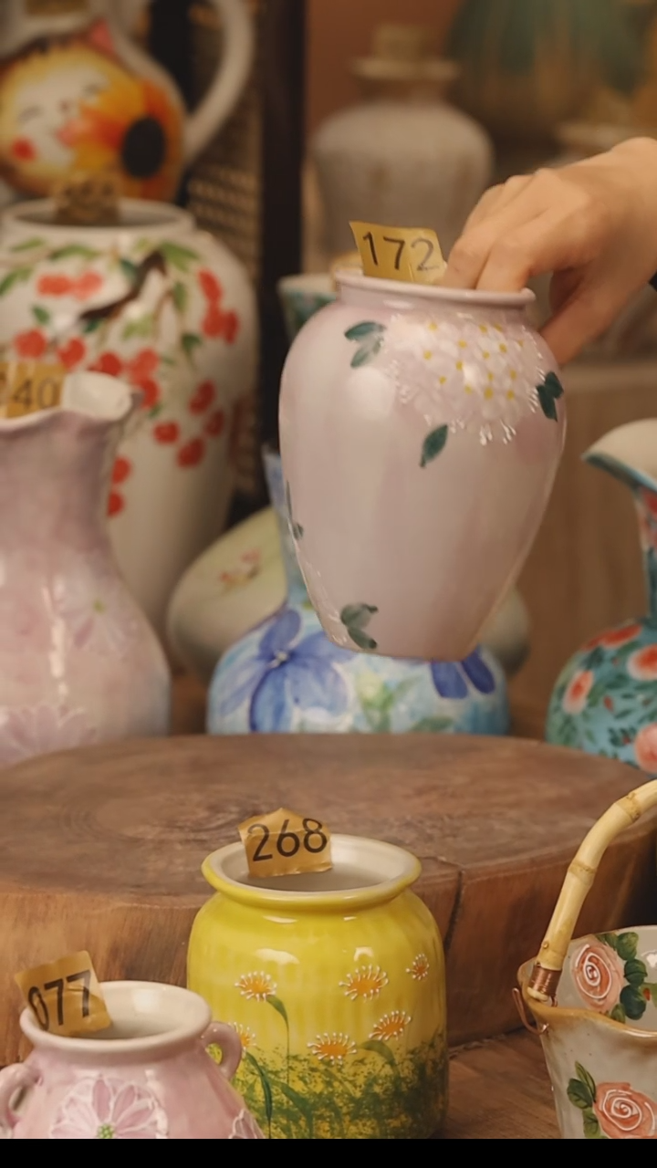 陶瓷景德镇设计师手作花器摆件侘寂风@M172@