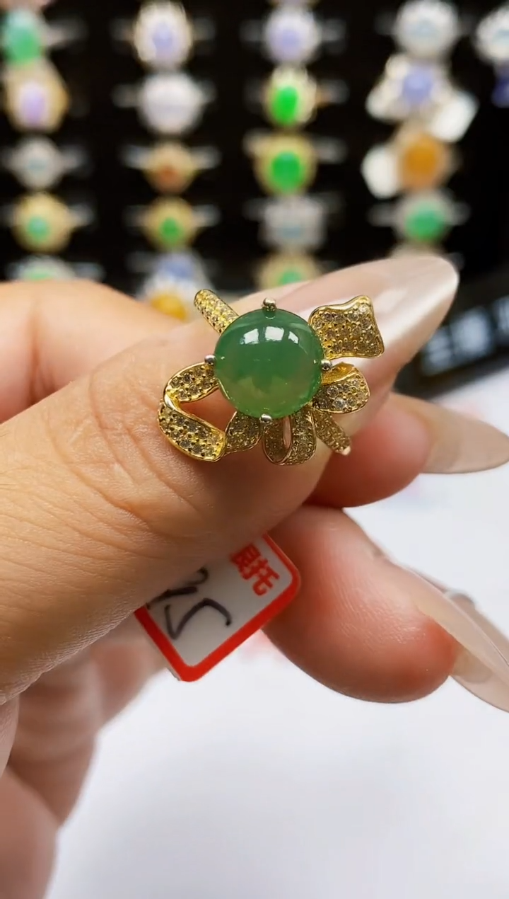银S925镶嵌戒指翡翠0066