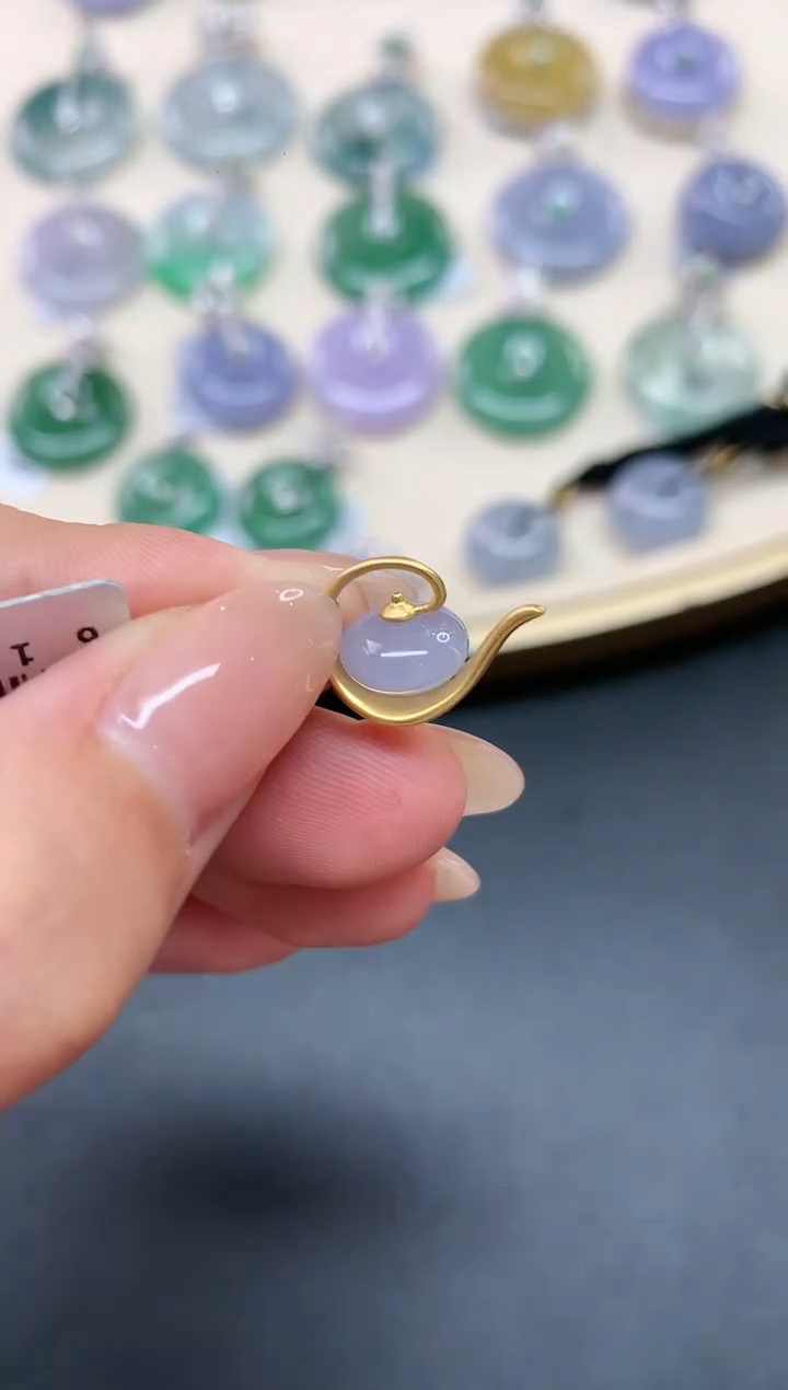 翡翠18K金镶嵌吊坠(不含链)A282|1500