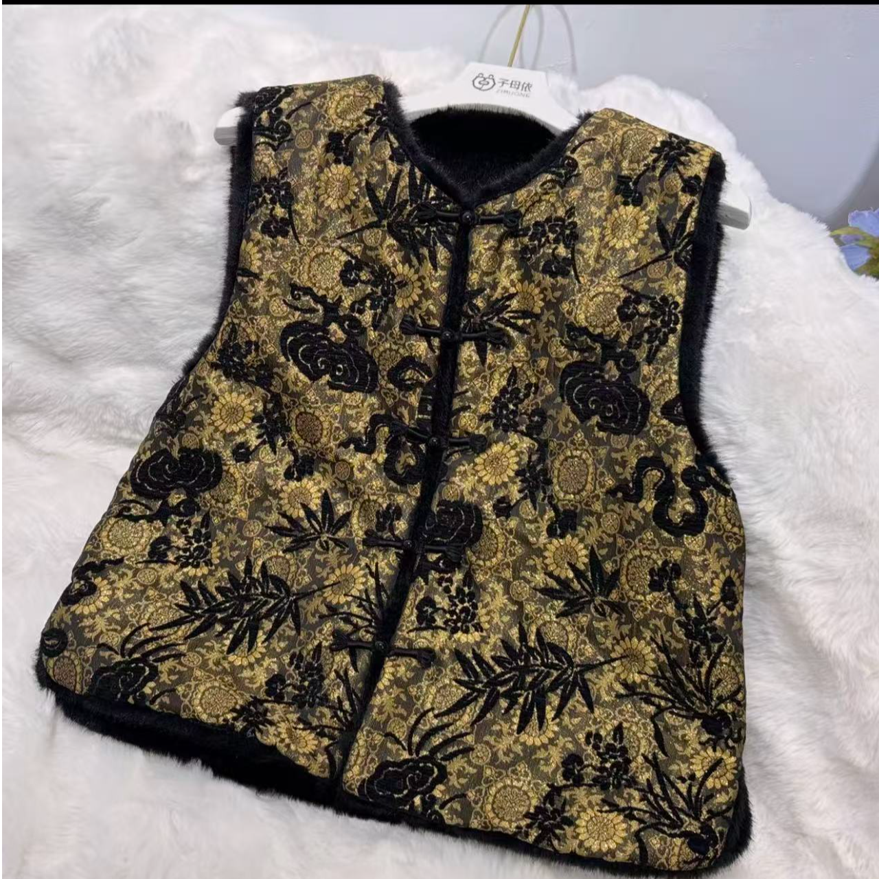 保暖加厚两面穿新中式国风提花老钱风高级马甲81秋冬时尚冬季马夹
