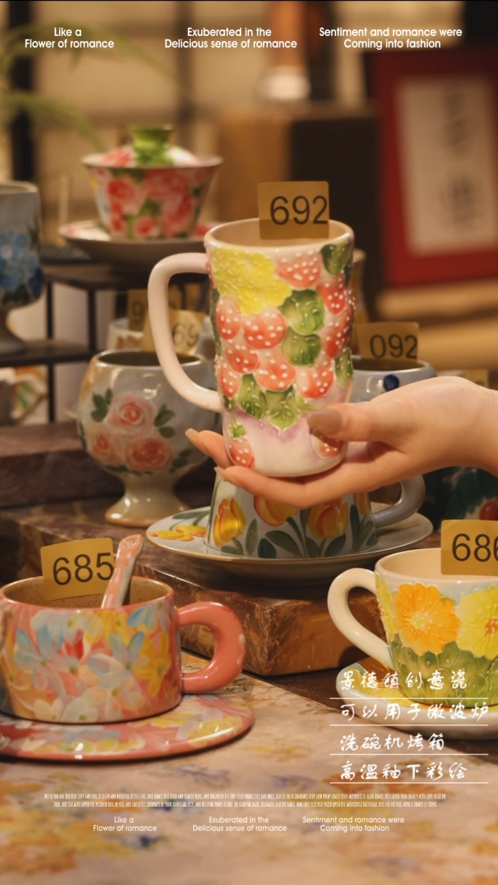 陶瓷692景德镇高温手绘釉下彩设计师款式