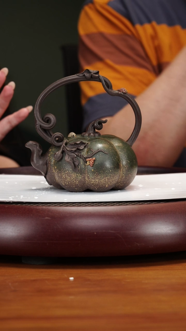 茶壶紫砂21CYL南瓜提梁天青泥240cc