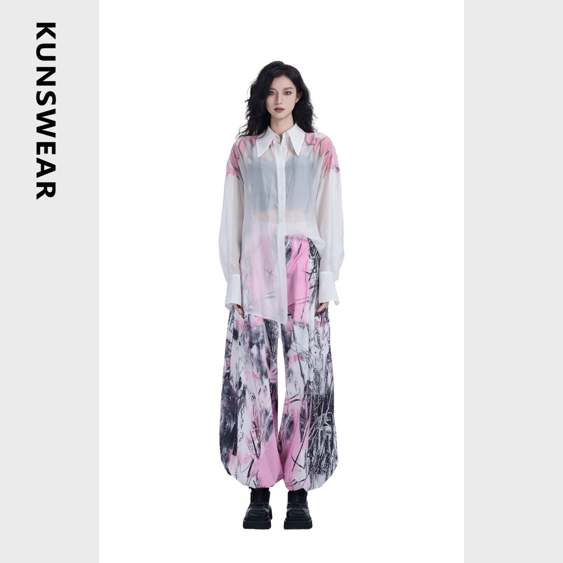 KUNSWEAR/琨丝薇尔25SU 简约休闲设计感宽松衬衫上衣女 834004110