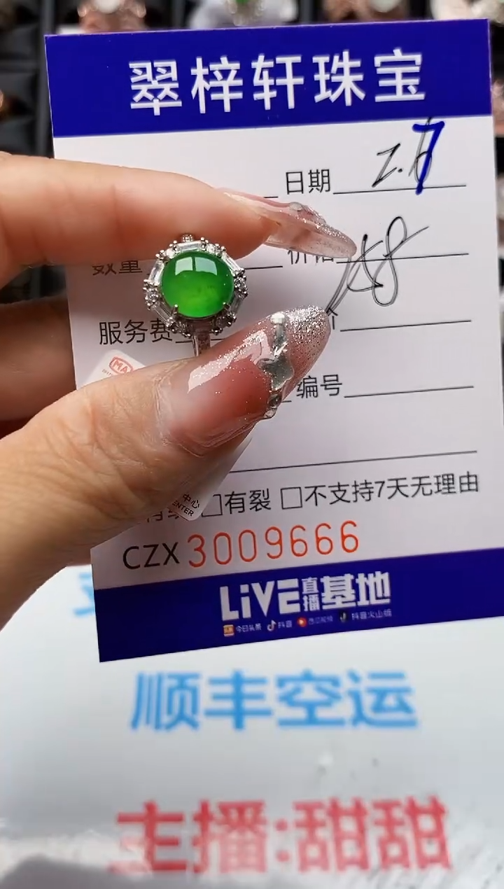 【闪购商品】翡翠戒指银S925镶嵌9666