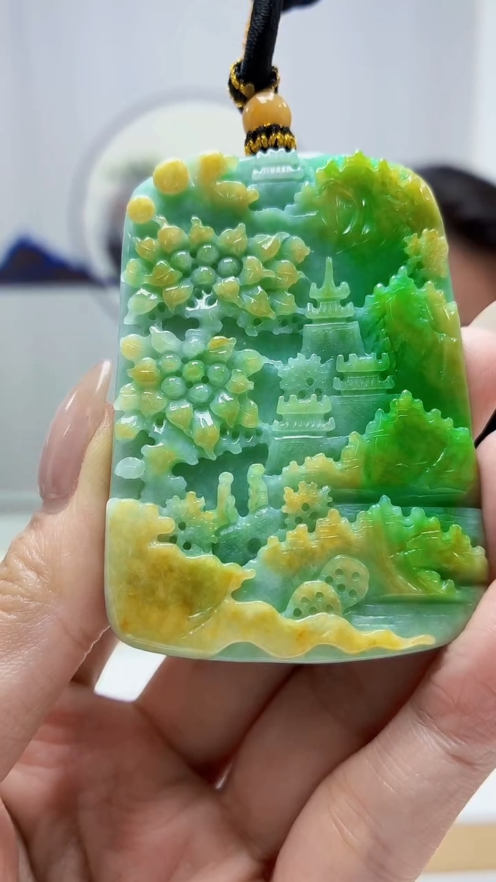 未镶嵌定制翡翠5060MM-毛货挂件77