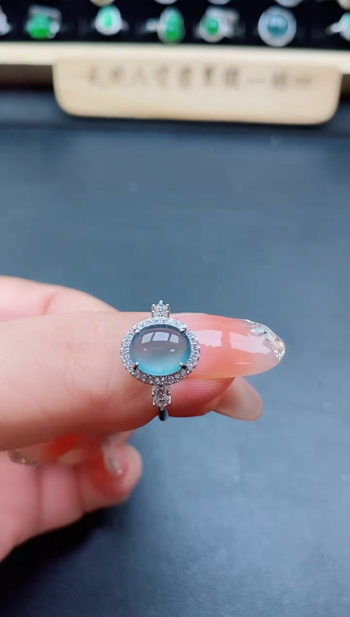 银S925镶嵌戒指翡翠1