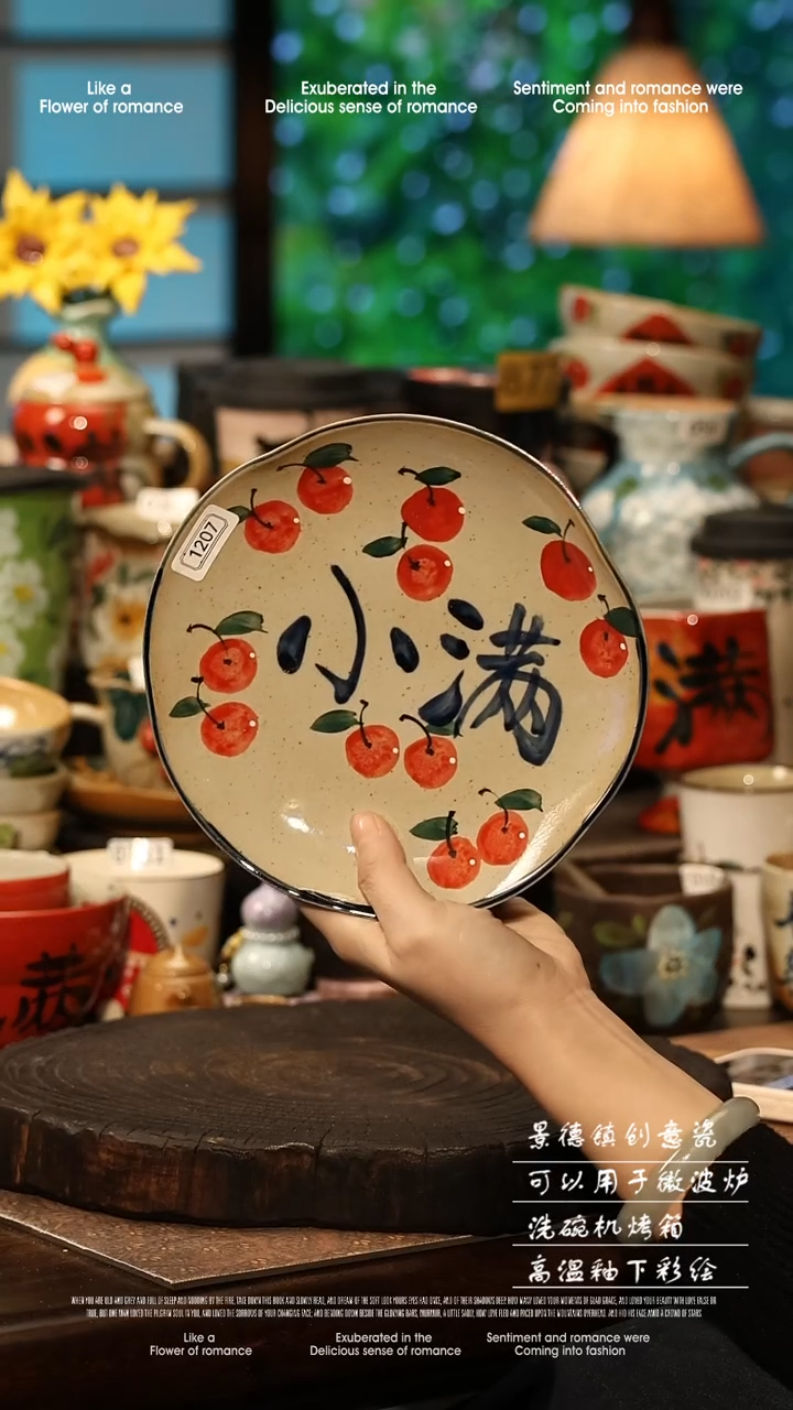 陶瓷景德镇高温釉下彩手工手绘款式@A1207@