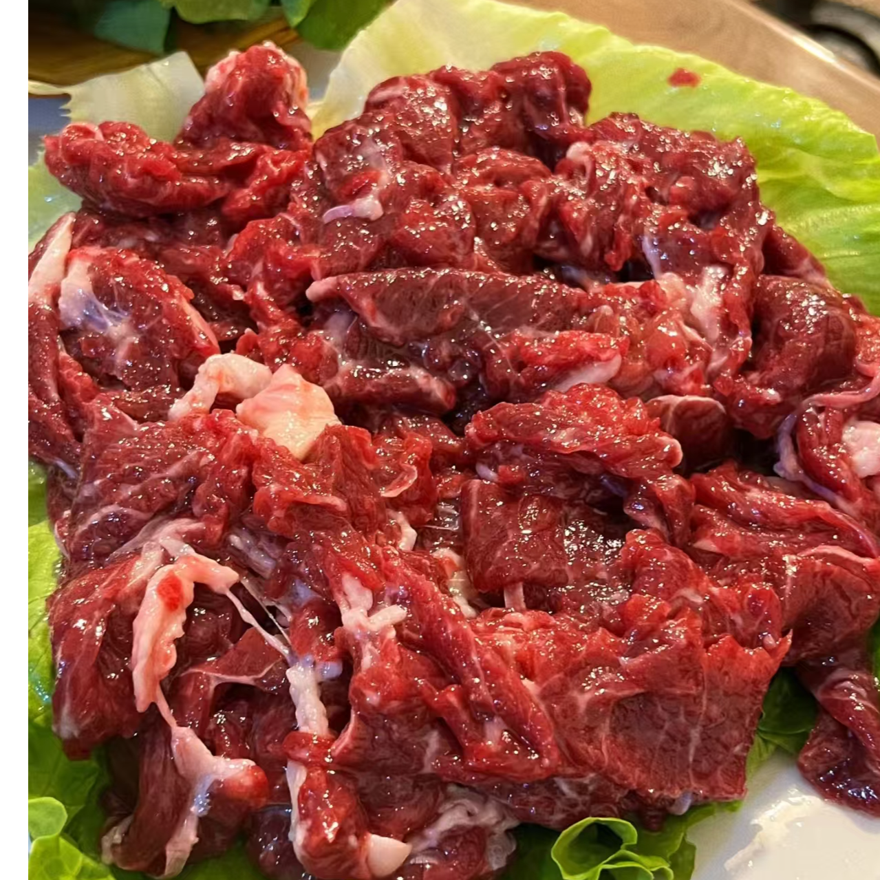 新鲜现宰黄牛肉生的 刷牛肉  炒肉（带膘）500g
