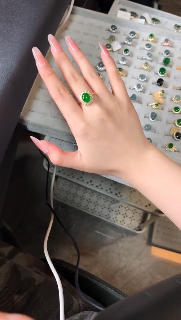 【闪购商品】翡翠戒指银S925镶嵌52141