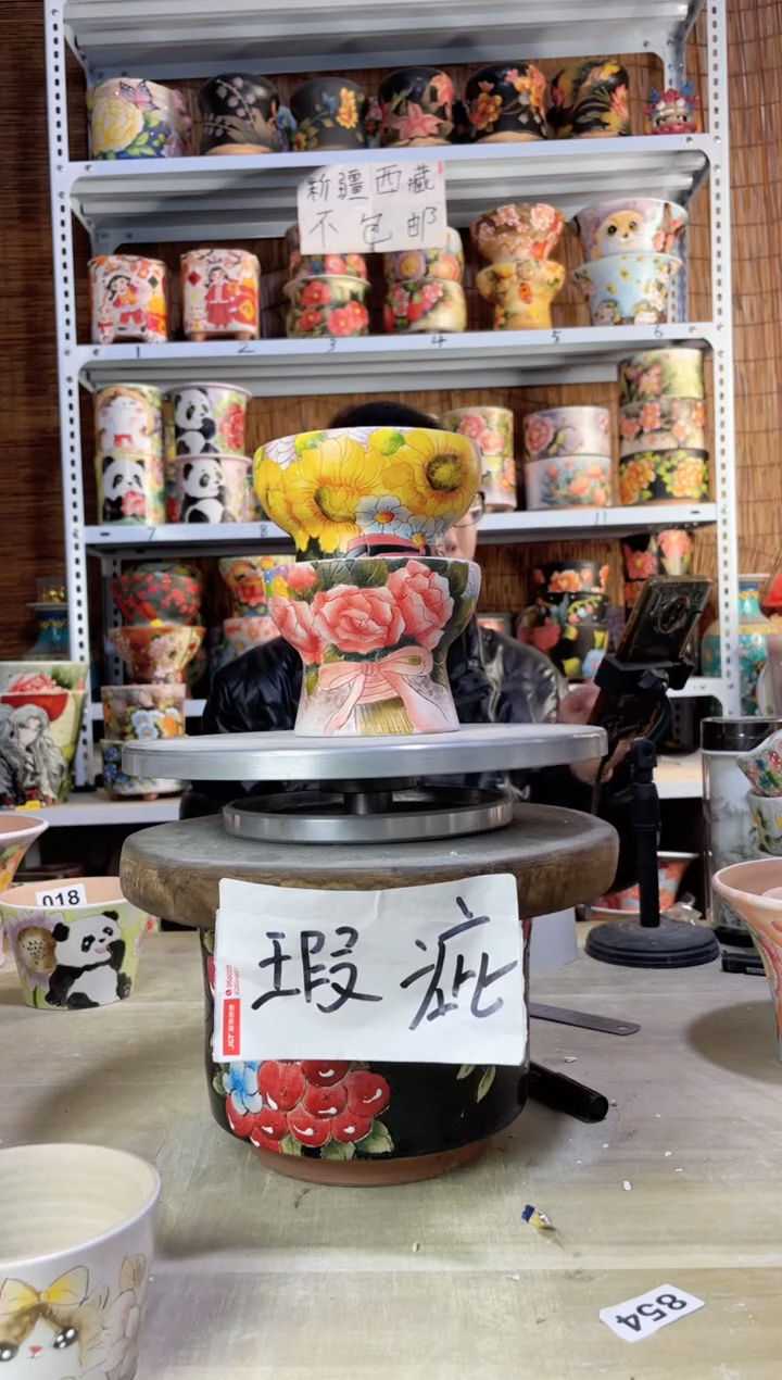 【闪购商品】摆件978陶花岛多肉陶瓷花盆罐——微瑕