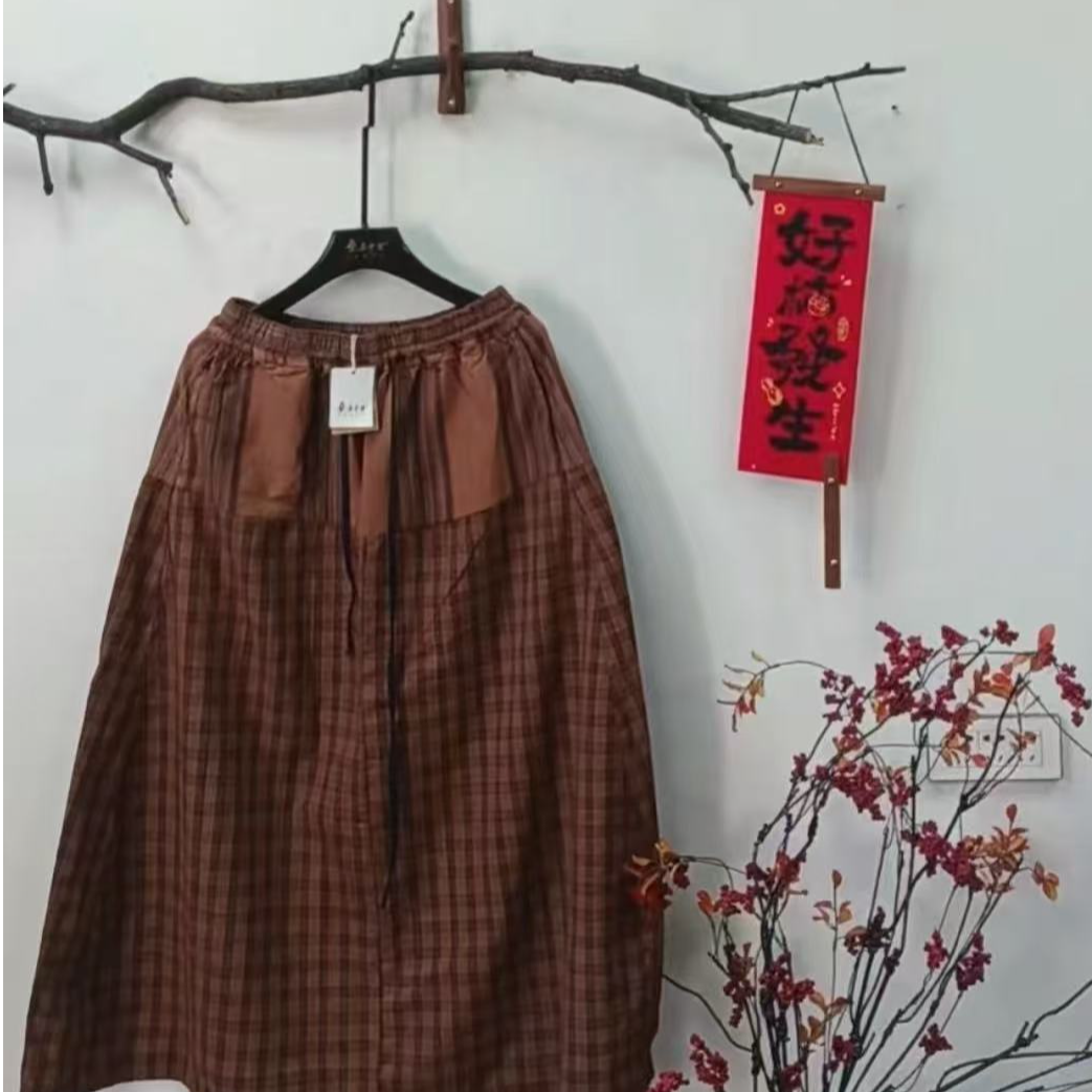 桑在云间 留仙土布褶半裙