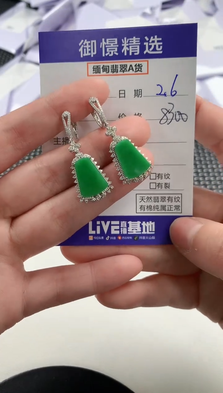 【闪购商品】翡翠耳饰18K金镶嵌93         