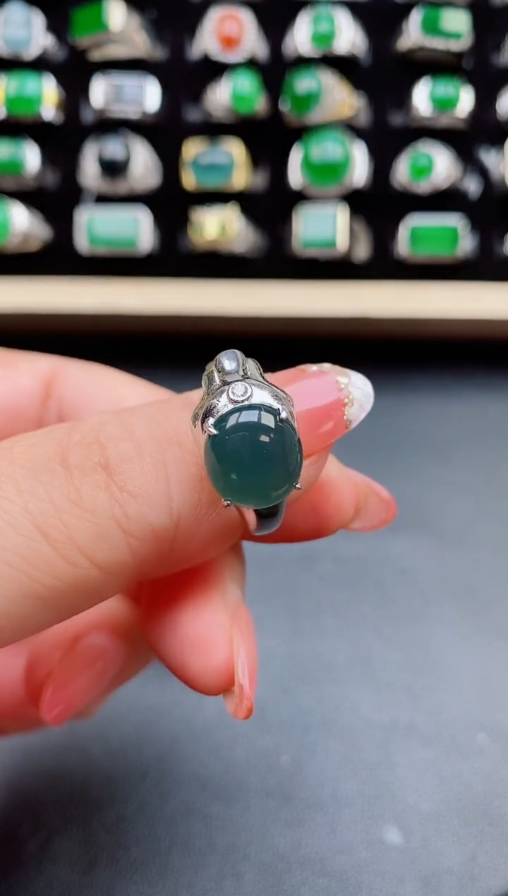 【闪购商品】翡翠戒指银S925镶嵌12121