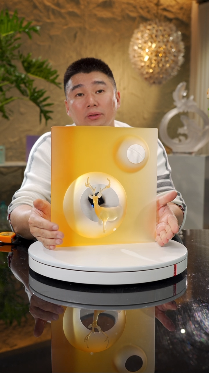 【闪购商品】瓷片设计款琥珀林中鹿摆件