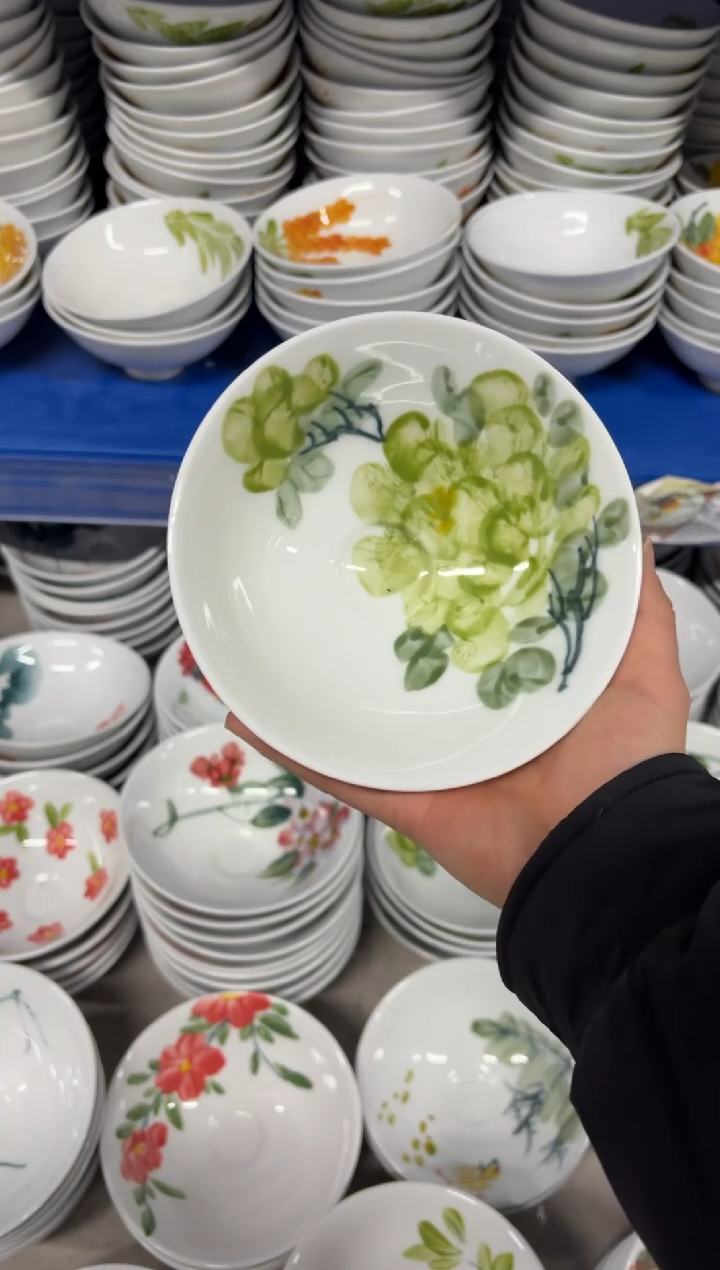 景德镇高温陶瓷食品级手绘釉中彩-斗笠碗