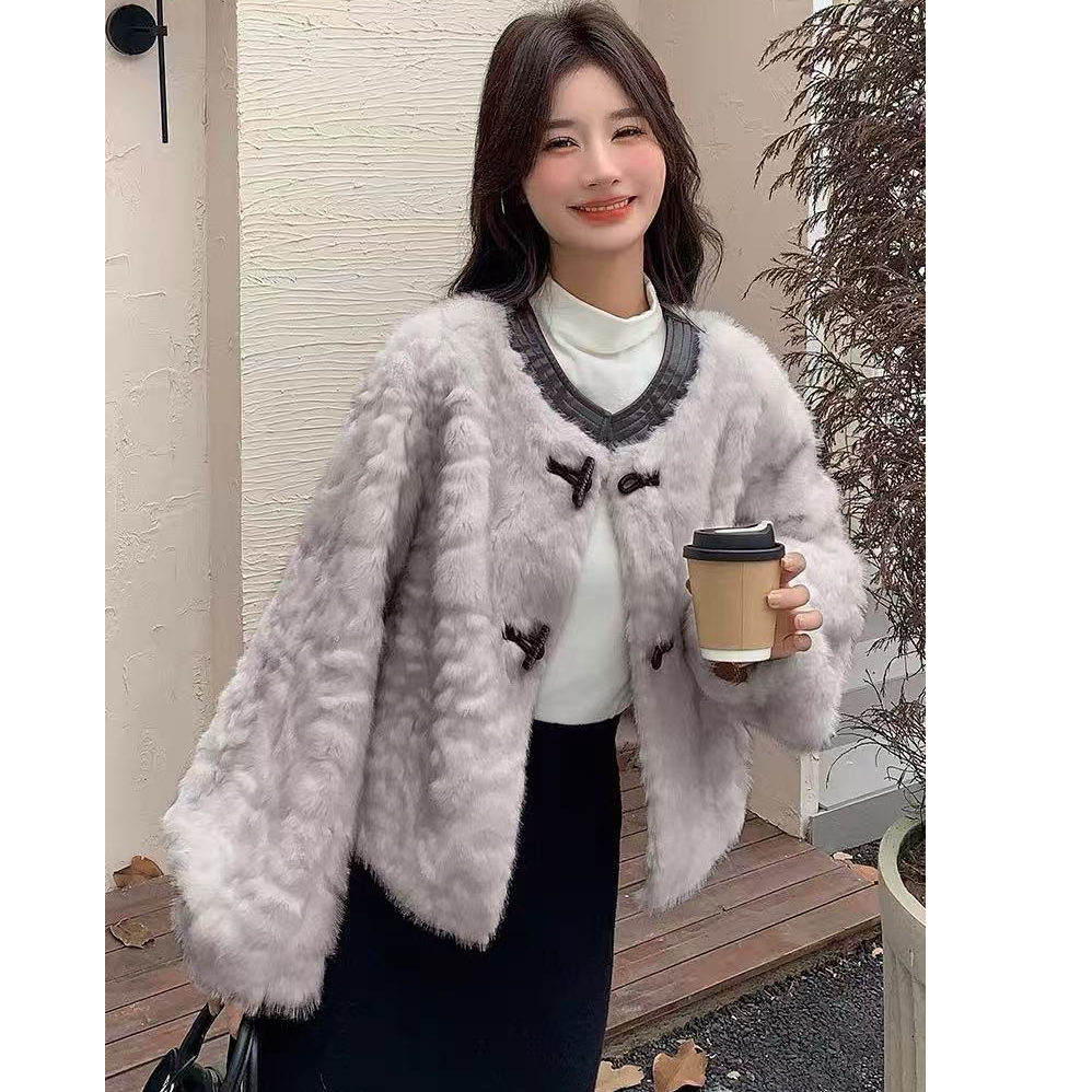 【当天发+运费险】时尚洋气百搭仿皮毛一体皮草外套百搭气质YY333