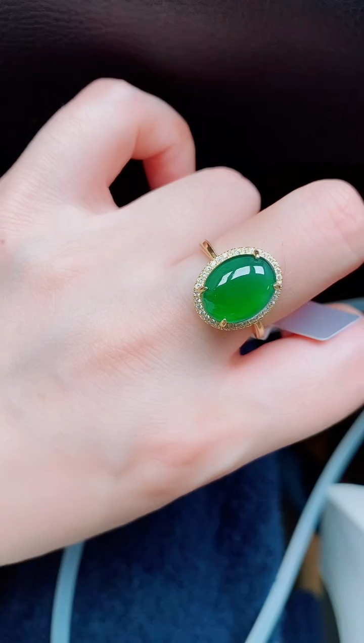 【闪购商品】翡翠戒指银S925镶嵌天然a货翡翠174