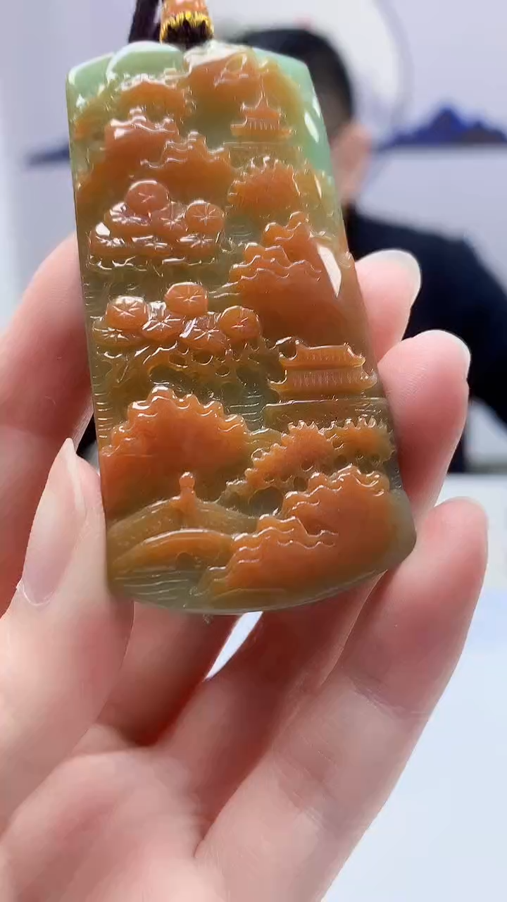 【闪购商品】定制翡翠未镶嵌5152zm-毛货挂件146山水