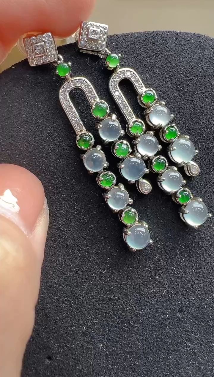 【闪购商品】翡翠耳饰银S925镶嵌多样性发货拍一发一