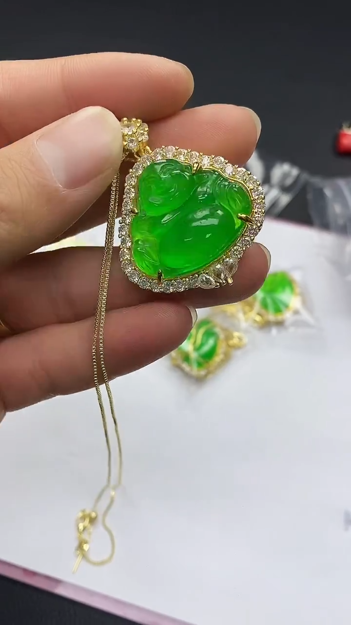 吊坠(赠链)14K金镶嵌翡翠D17