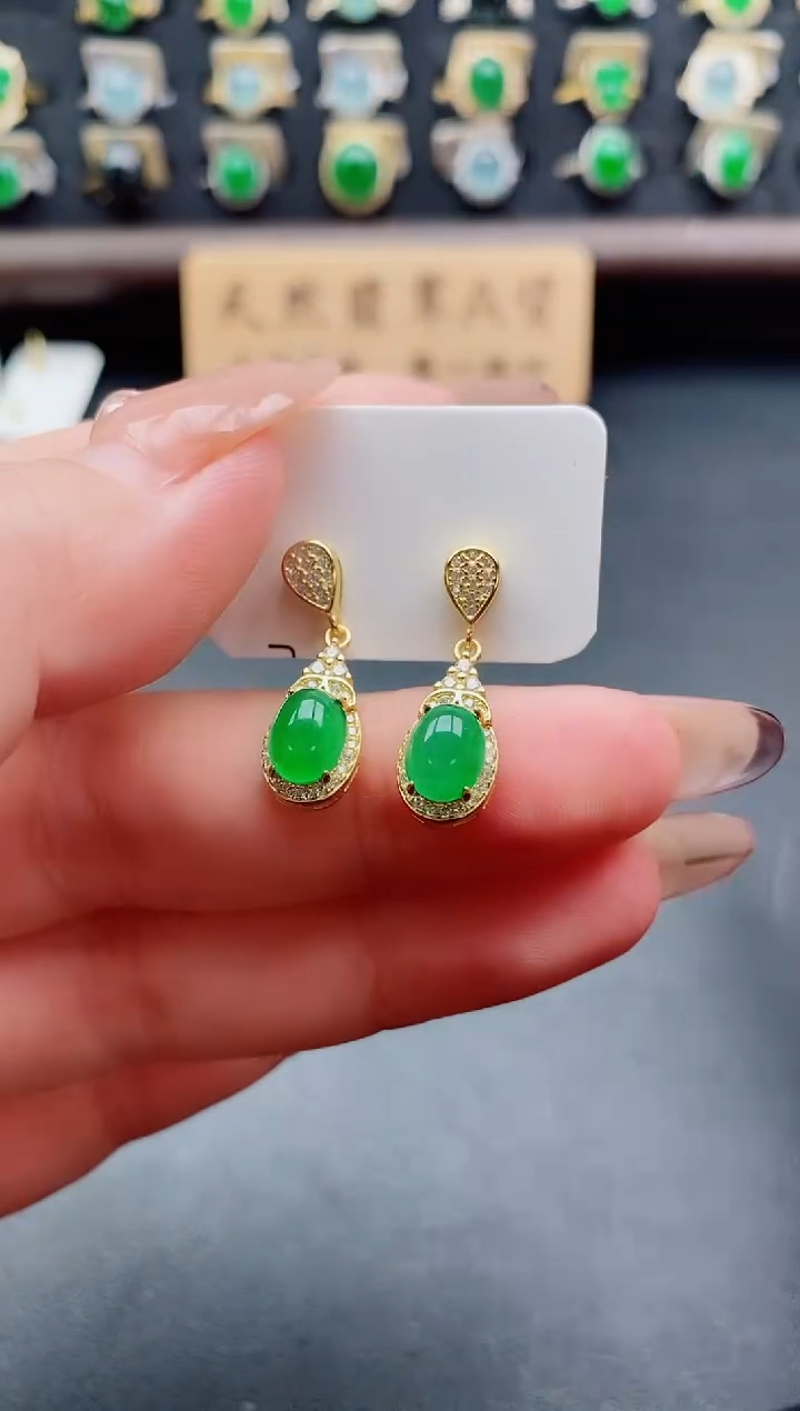 银S925镶嵌戒指翡翠1