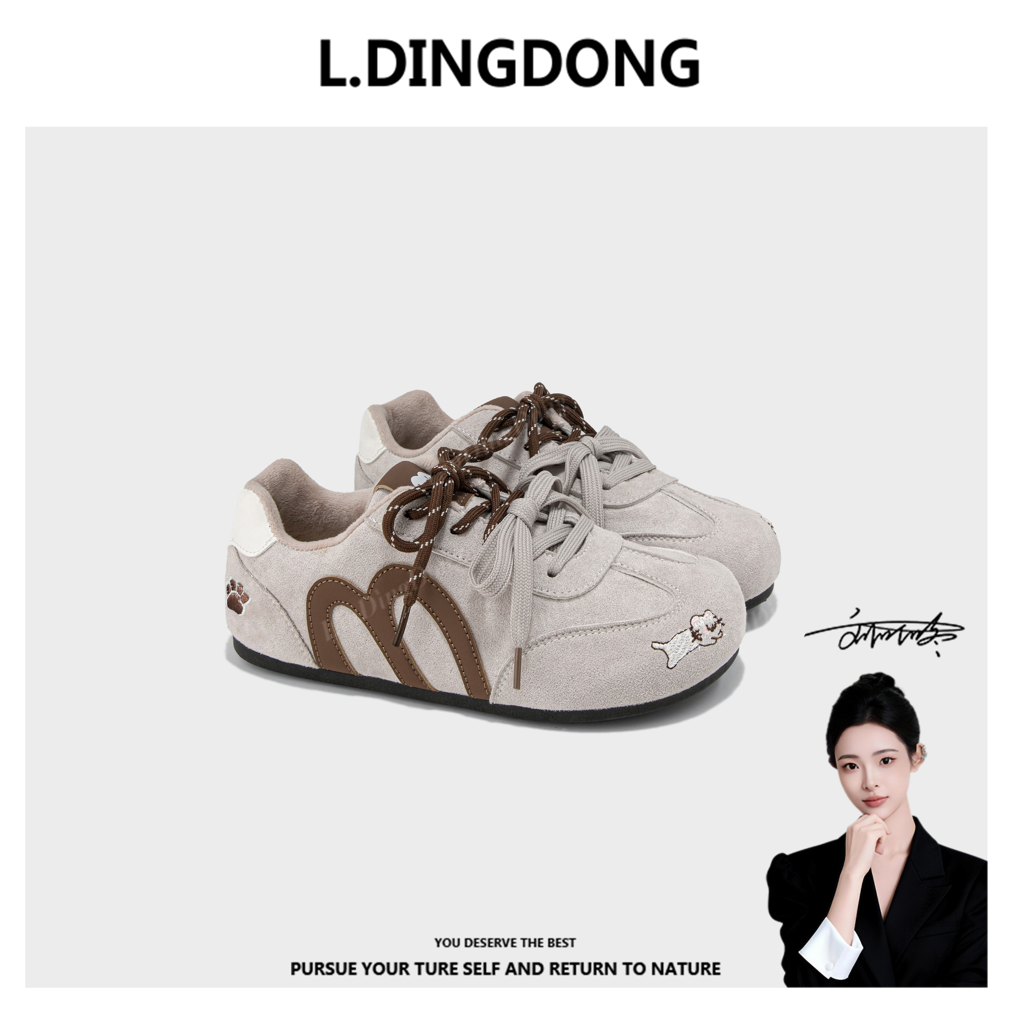 【刘叮咚女鞋】丑萌加绒二棉板鞋2025冬新款chic小众保暖棉鞋小白鞋