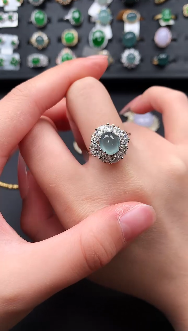 【闪购商品】翡翠戒指银S925镶嵌5124214