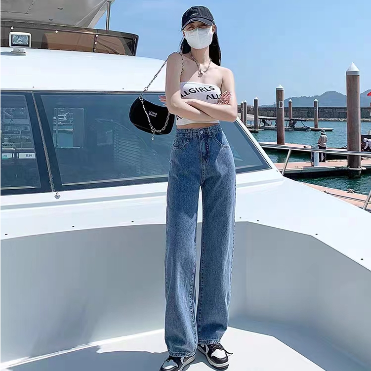 小O 秋新款欧货高腰洋气潮流百搭原创设计感工艺轻熟风牛仔裤女⑧