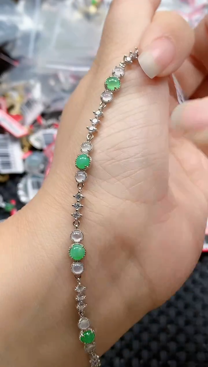 银S925镶嵌戒指翡翠天然A货缅甸翡翠