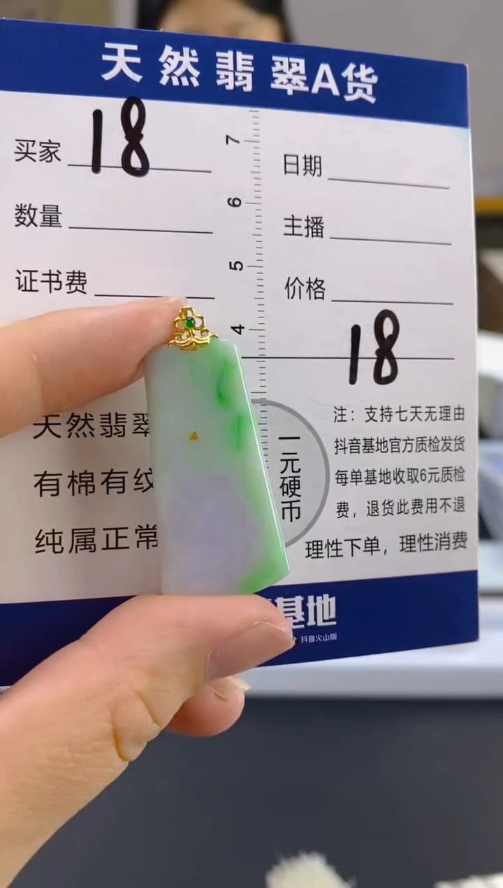 【闪购商品】翡翠颈饰18K金镶嵌天然A货翡翠