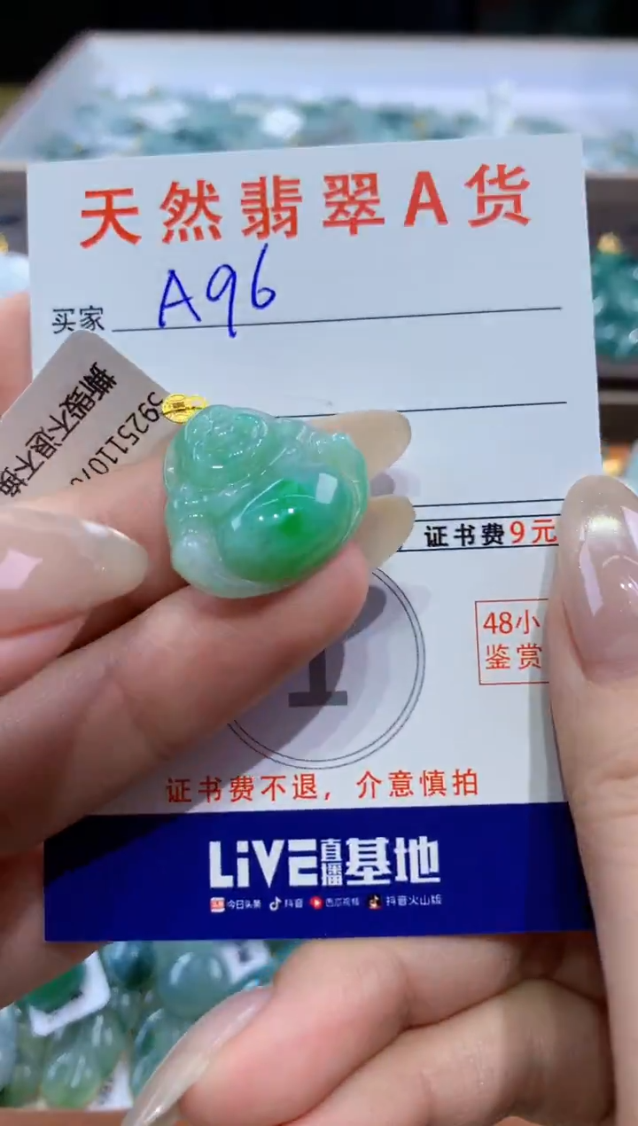 颈饰18K金镶嵌翡翠天然翡翠A货挂件