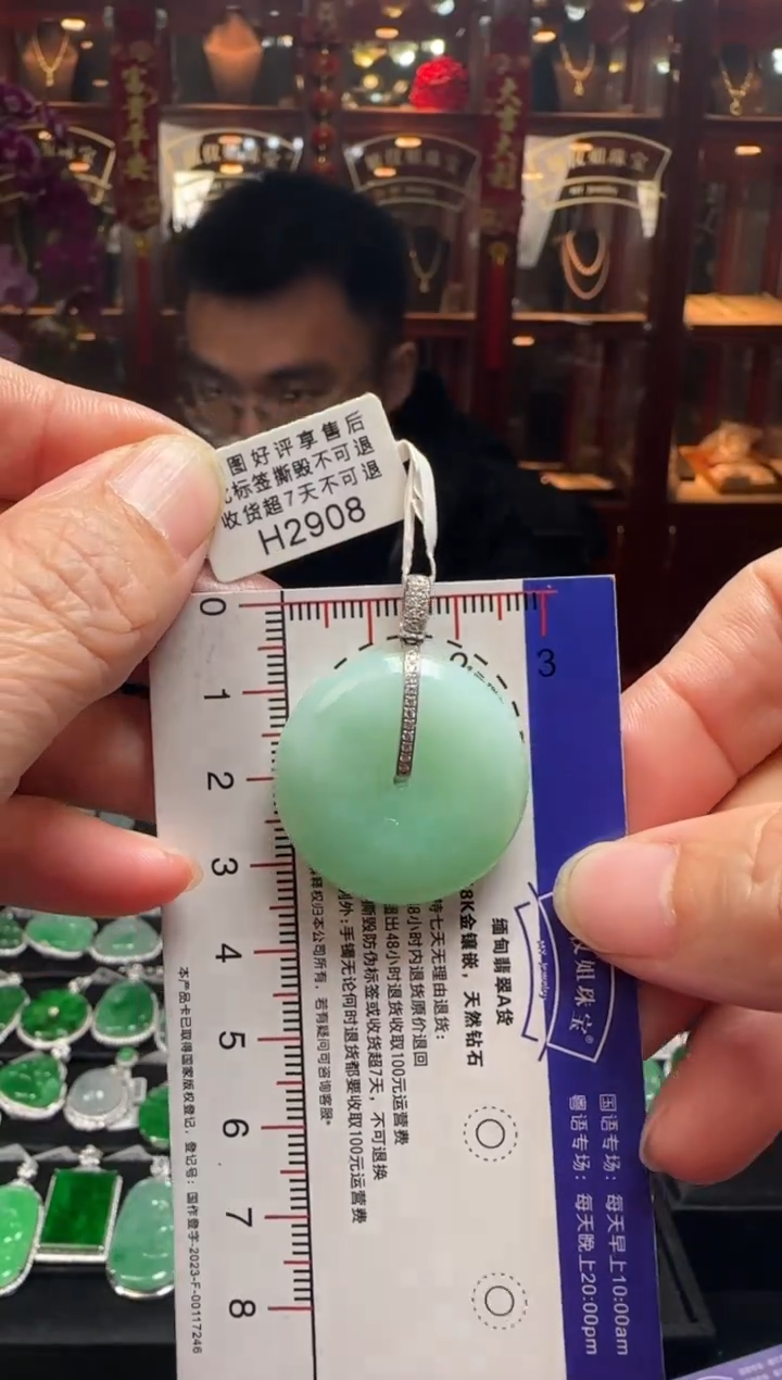 【闪购商品】翡翠颈饰18K金镶嵌H2908绿平安扣