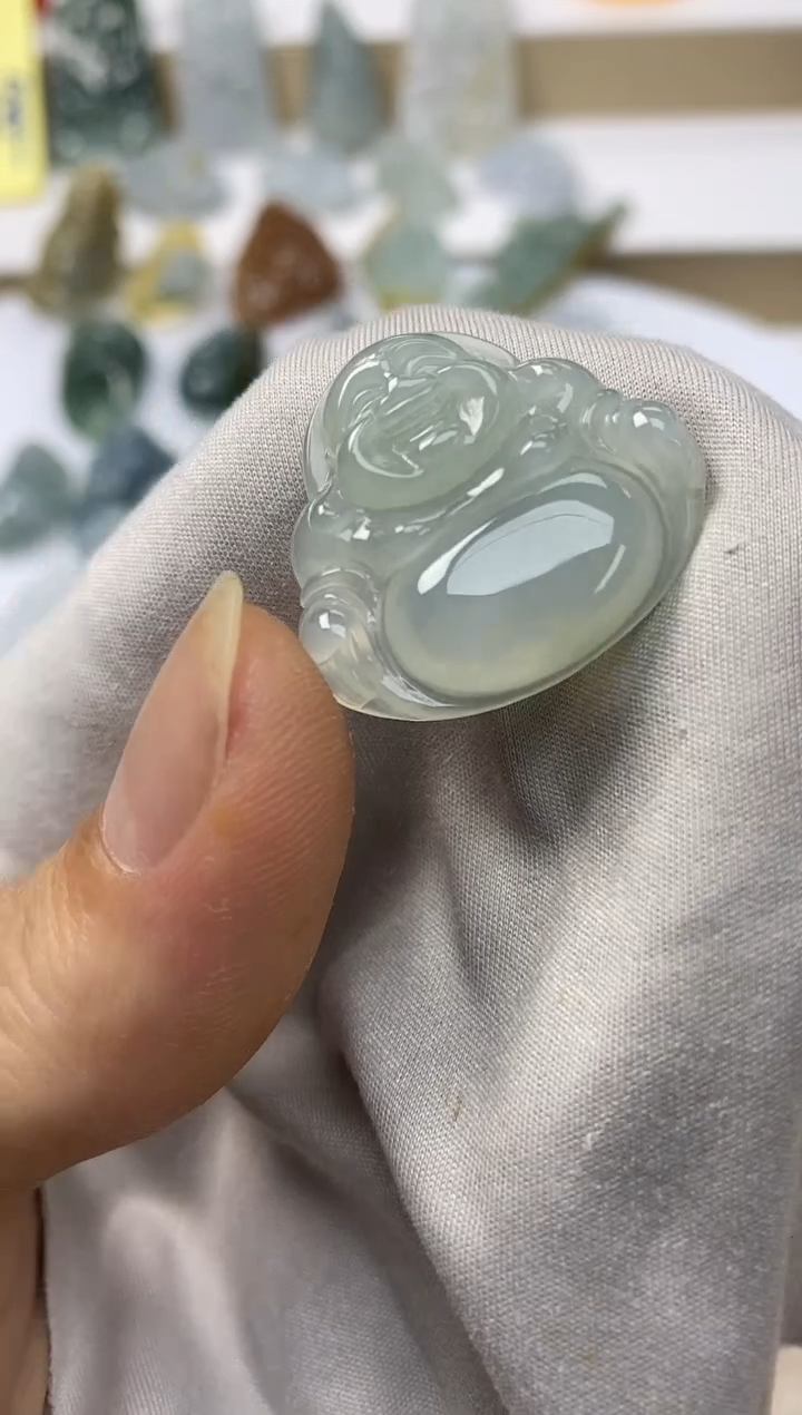 颈饰未镶嵌翡翠逸*月56天然缅甸翡翠A货分4单