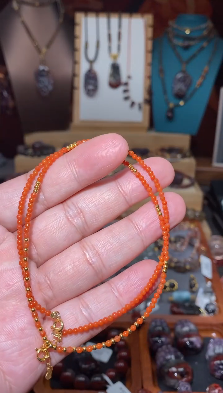 【闪购商品】南红玛瑙项链银S925镀金镶嵌多样性