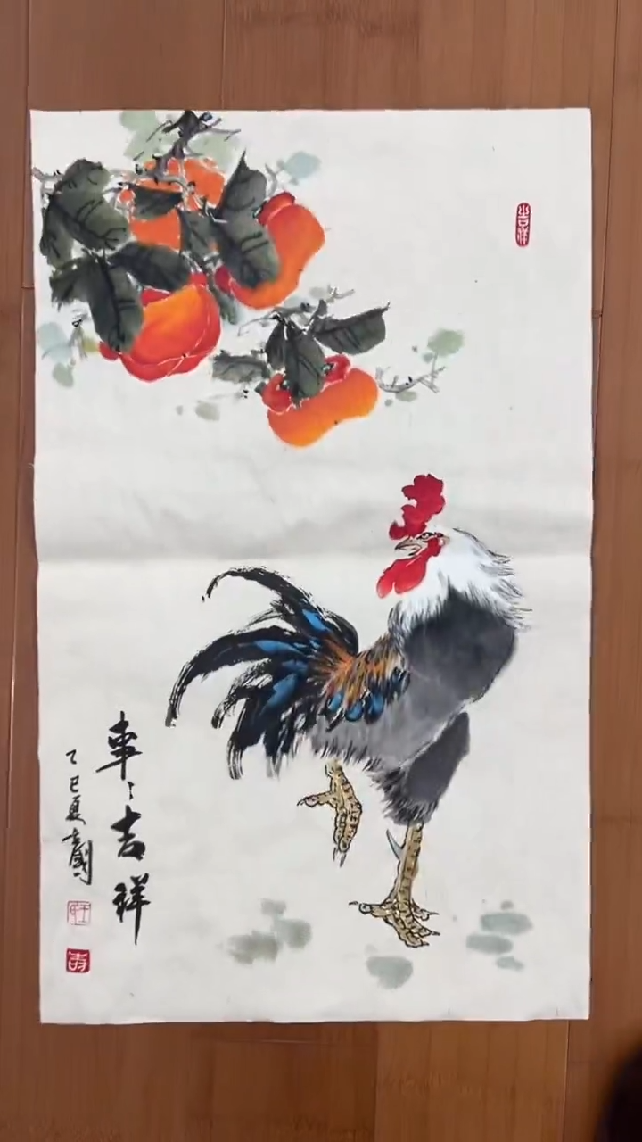 国画【福利，纯手工手绘】王立国公鸡竖版60*34厘米