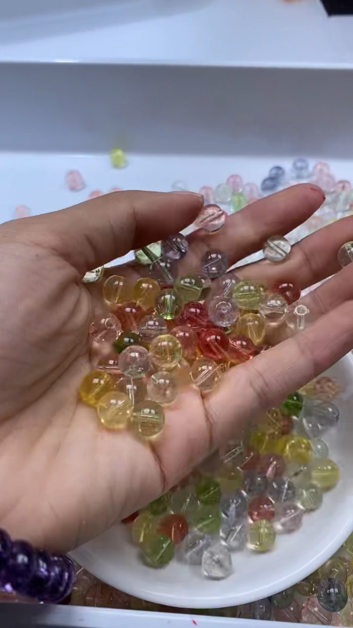 颈饰未镶嵌水晶W2521-马卡龙色碧玺8mm*20颗