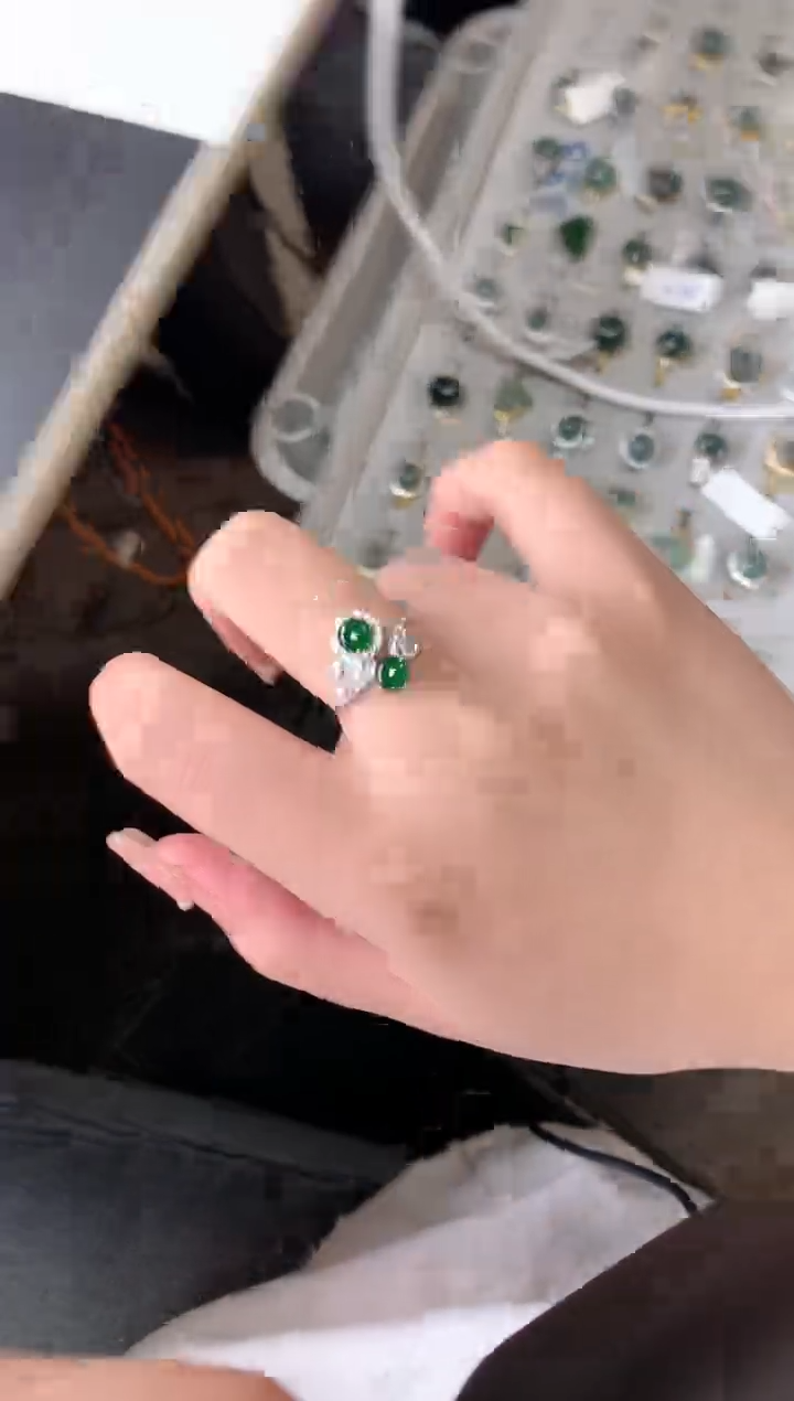 【闪购商品】翡翠戒指银S925镶嵌52141