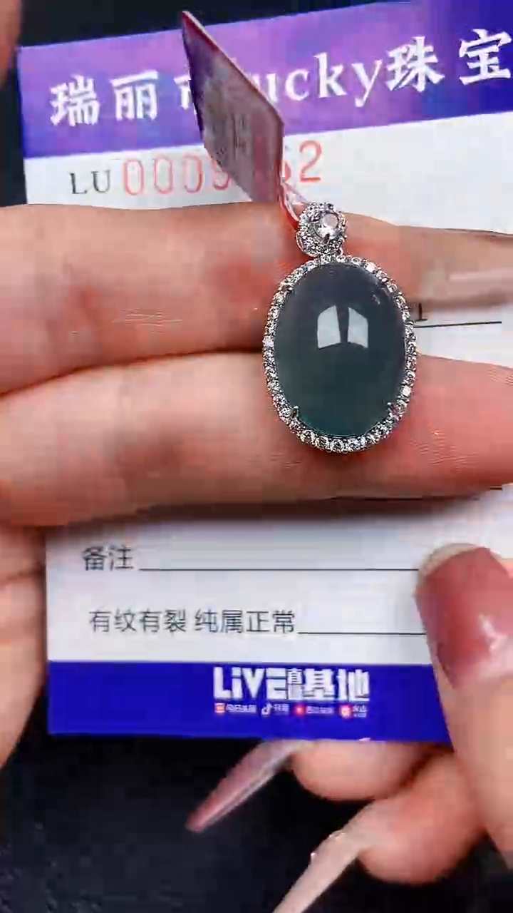 颈饰银S925镶嵌翡翠9062