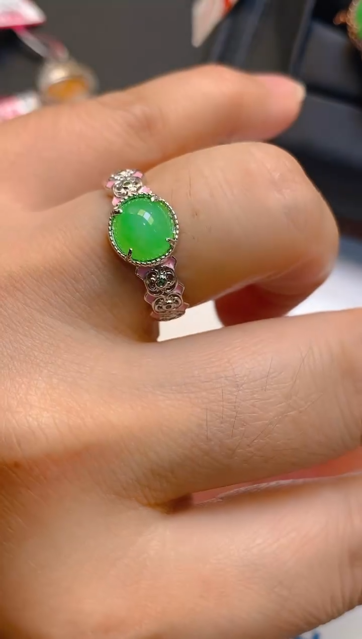 【闪购商品】翡翠耳饰银S925镶嵌天然A货翡翠1