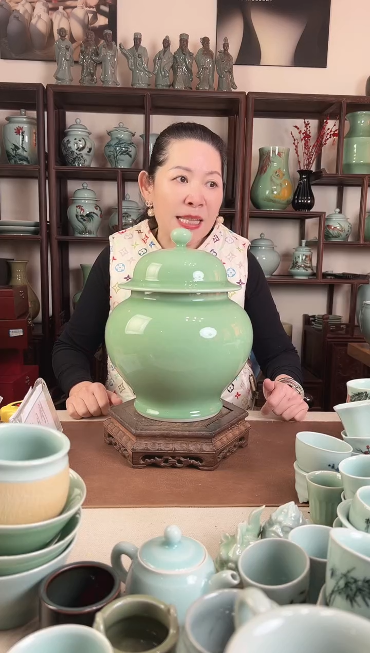 纯手工 梅青 盖罐L