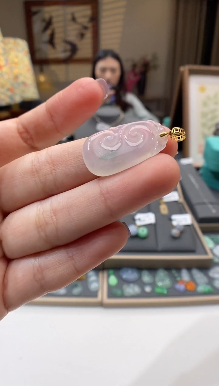 【闪购商品】翡翠颈饰18K金镶嵌如意