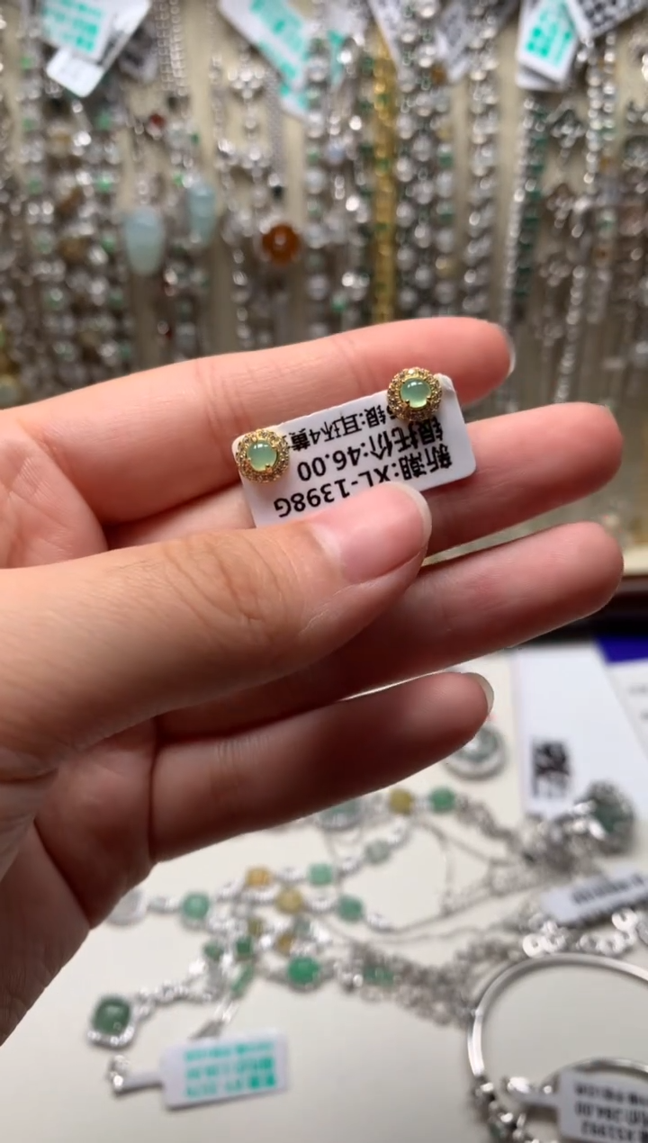 银S925镶嵌戒指翡翠耳饰2