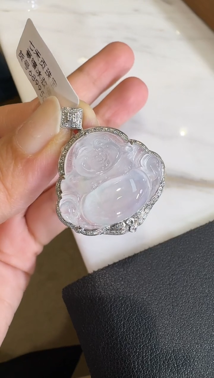 【闪购商品】翡翠吊坠(不含链)18K金镶嵌【源头工厂】钻石镶嵌