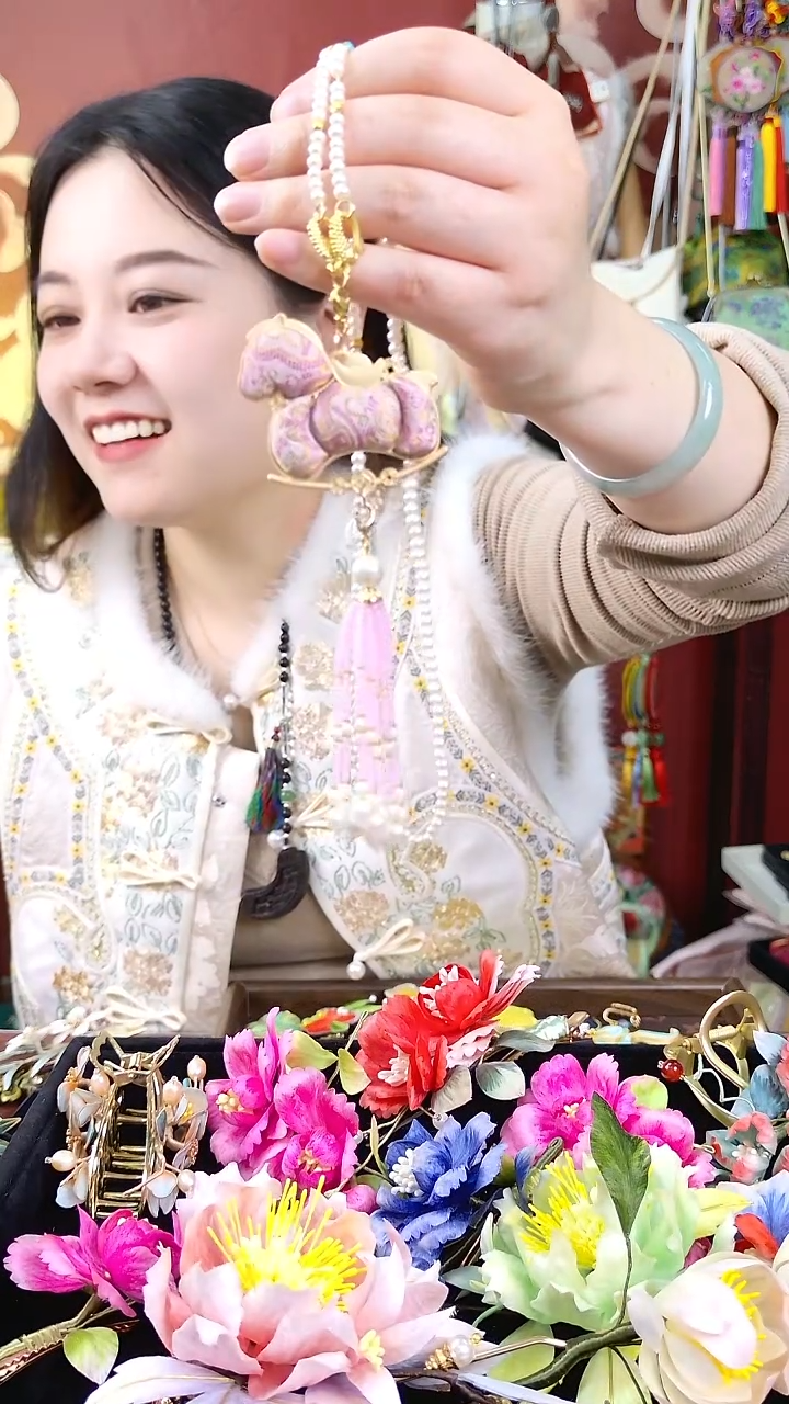 纯铜合金琉璃非遗绒花好美