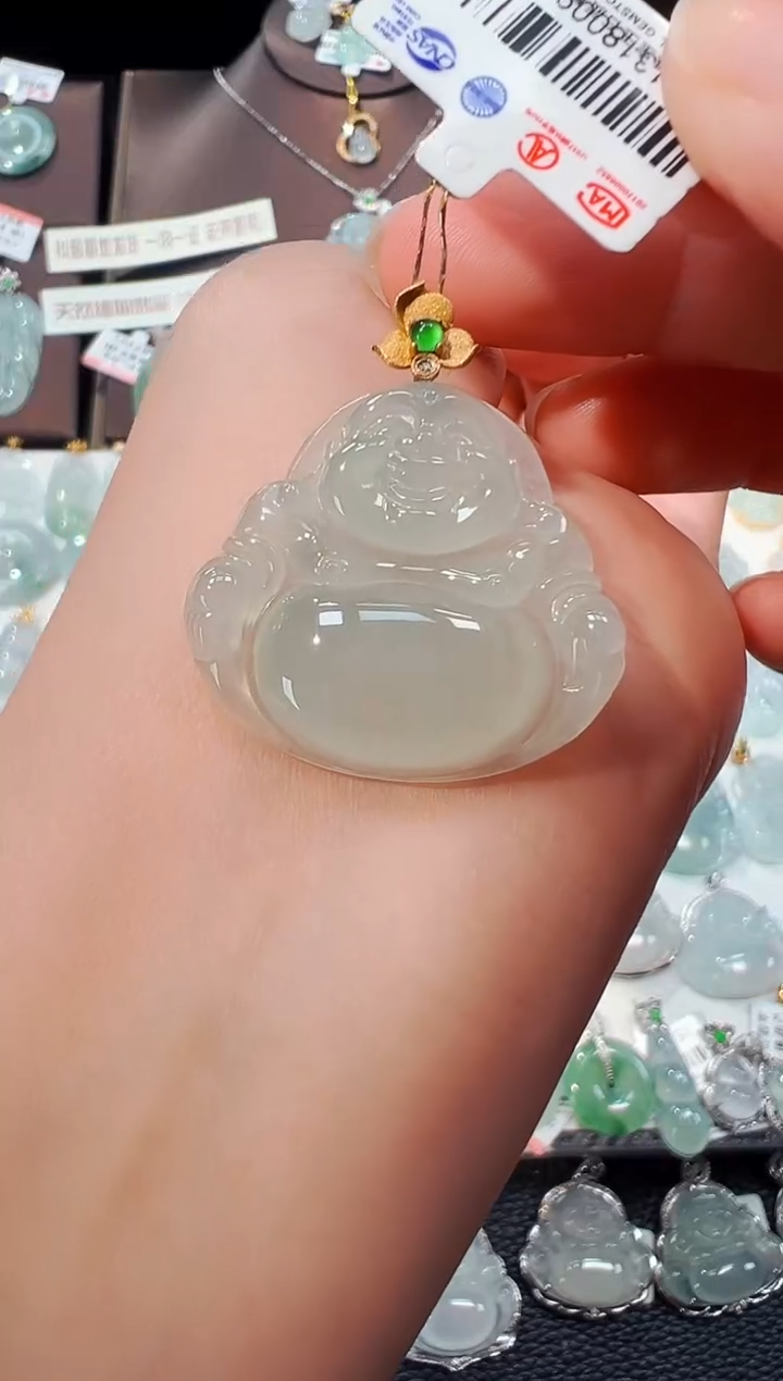 【闪购商品】翡翠吊坠(不含链)18K金镶嵌佛公吊坠98A