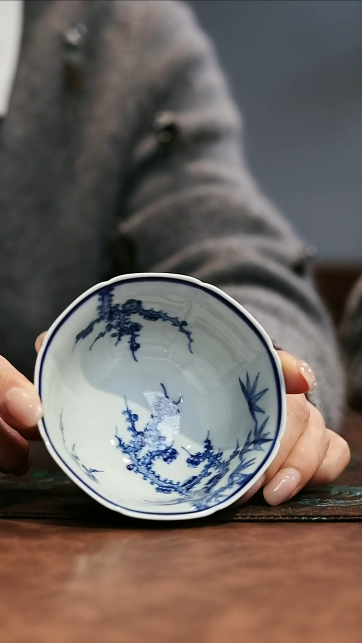 镹曰陶柴窑手工手绘青花