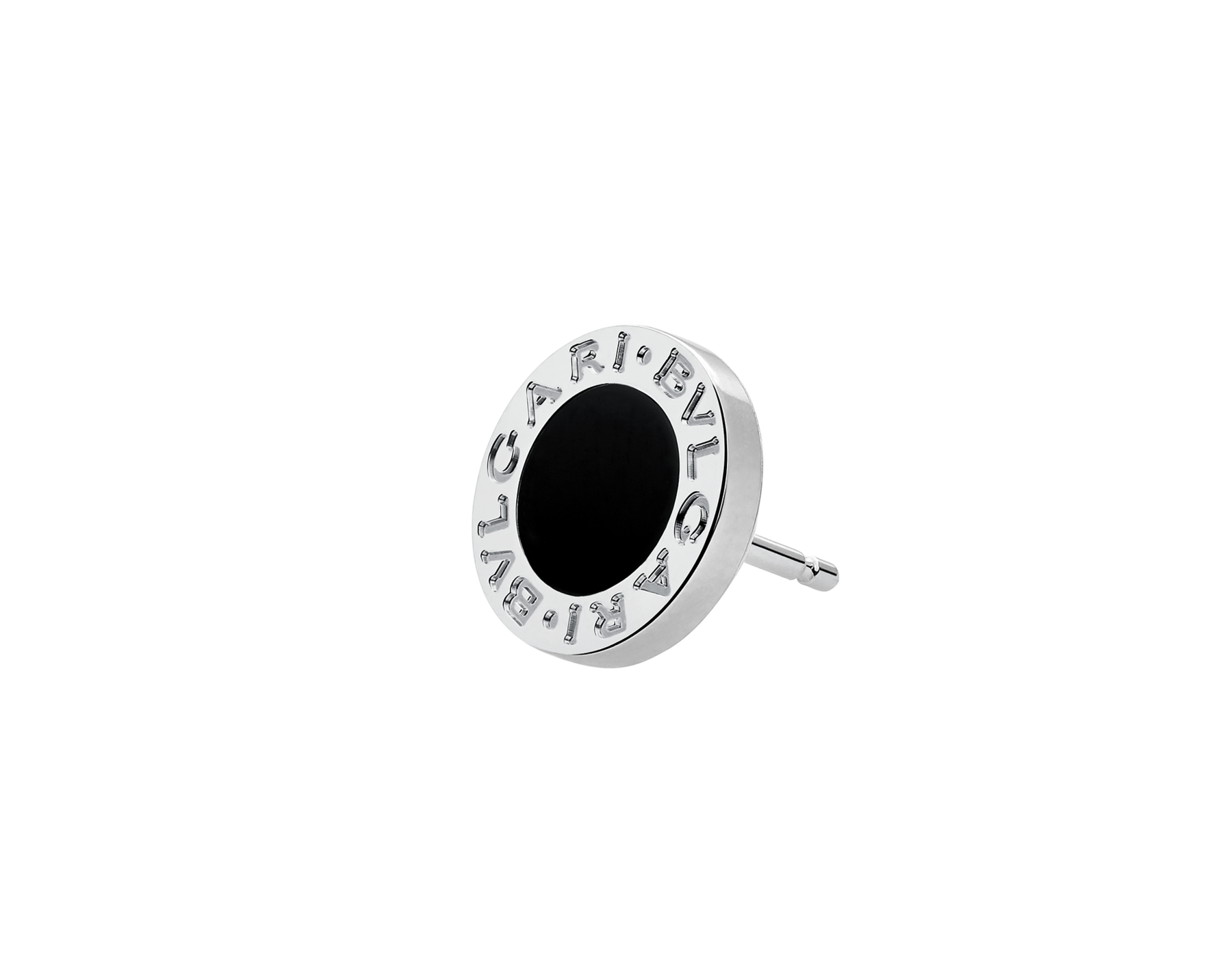 99新 BVLGARI/宝格丽 18K白金 黑玛瑙黑饼小饼耳钉W47895