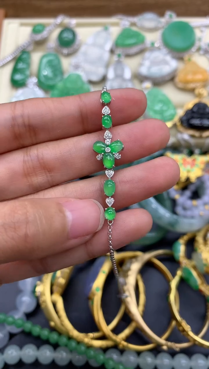【闪购商品】翡翠手链18K金镶嵌306-中国好珍宝