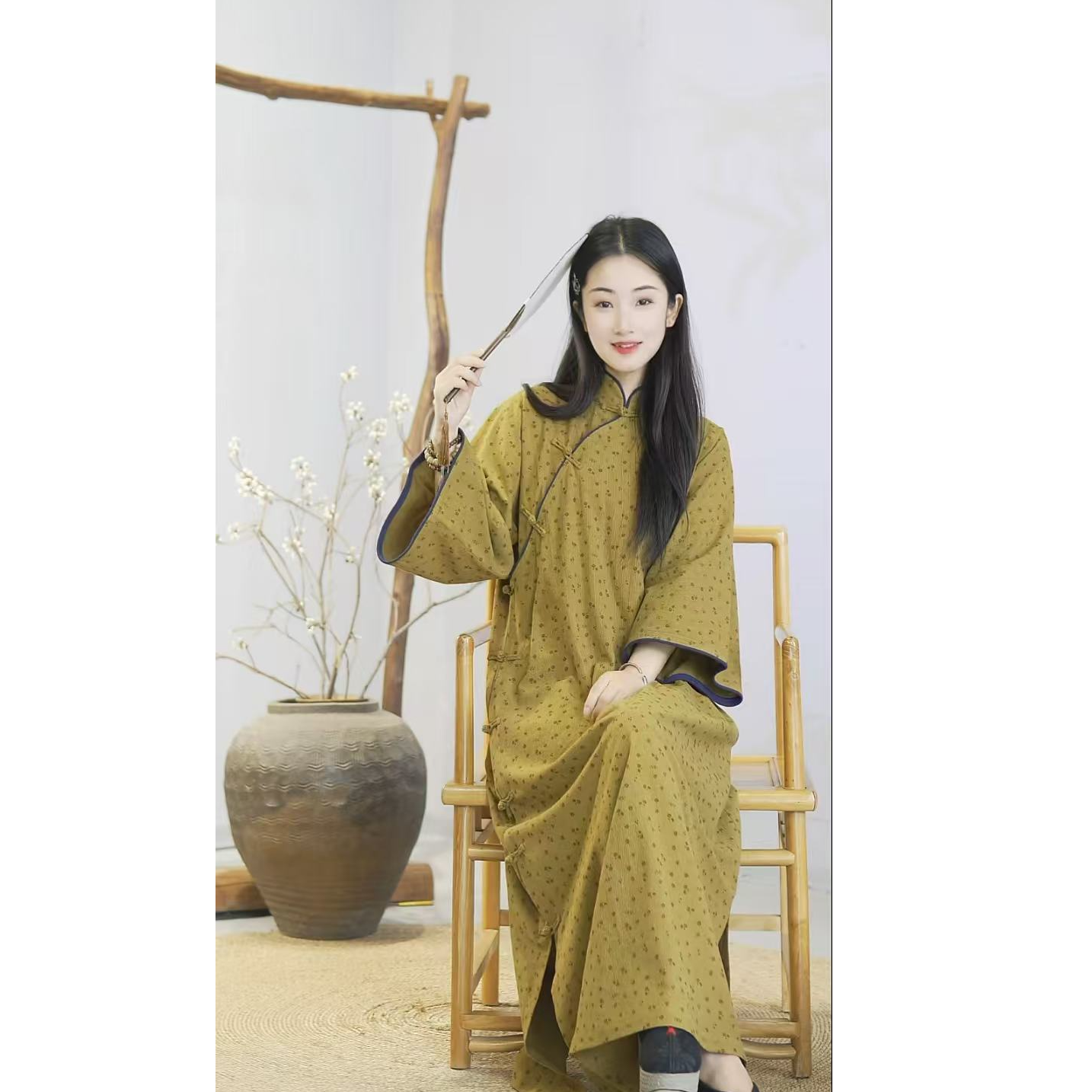 【繁花】古法平裁倒大袖全开襟民国复古宽松旗袍